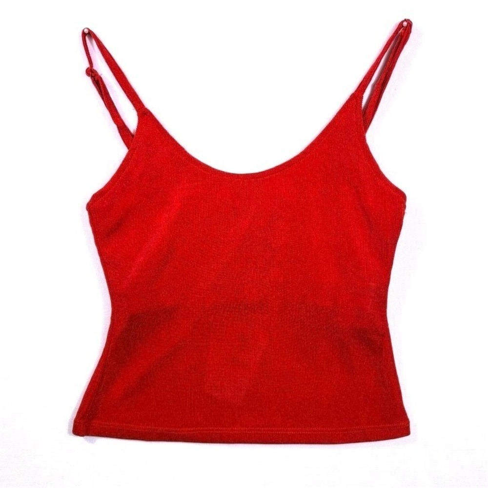 NEW  Guizio Ira Cami Red Love Cropped Knit Tank Top XXS